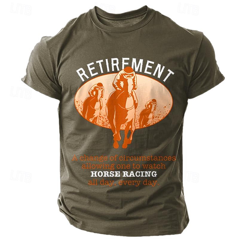 Men's Letter Horse Racing T Shirt Tee Top 100% Cotton Short Sleeve Graphic Shirt Black Army Green Dark Blue Comfortable Tee Street Sports Outdoor Fashion Designer Clothing4