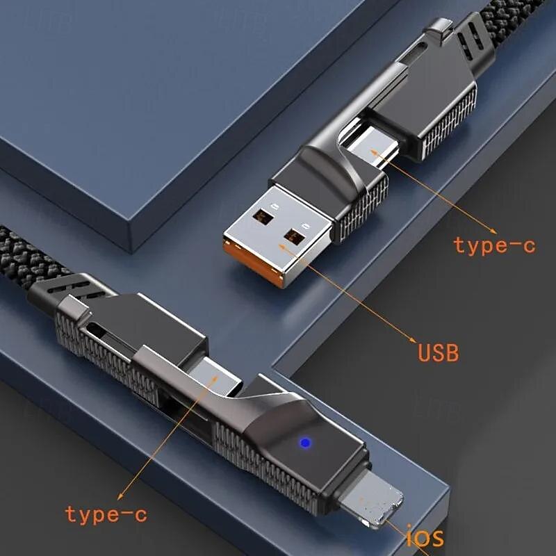 4 In 1 USB Type C Data Cable Fast Charging For iPhone 15 14 13 12 11 Samsung Xiaomi Redmi Huawei Wire Cable Fast Charger4