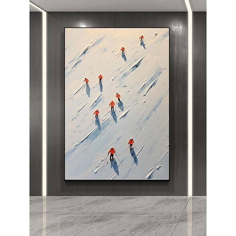 Original Ski Sport Painting On Canvas Custom Painting Texture Wall Art Personalized Gift Skier On Snowy Mountain Art White Snow Skiing Art No Frame3