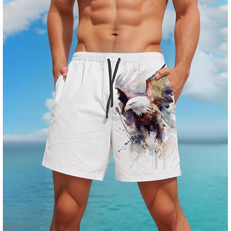Men's Animal Eagle Swim Trunks Swim Shorts Board Shorts Mid Waist Fashion Streetwear Designer Casual Daily Holiday Pocket Drawstring Elastic Waist Designer Clothing Apparel