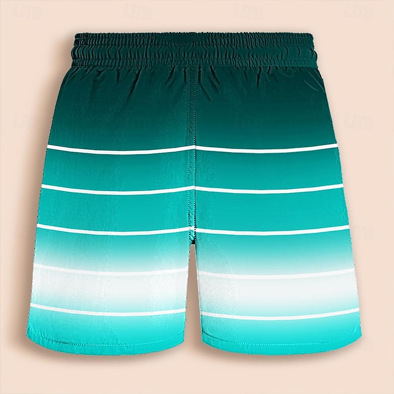 Men's Geometric Stripe Gradient Stripes Swim Trunks Swim Shorts Board Shorts Mid Waist Hawaiian Casual Holiday Beach Drawstring with Mesh lining Elastic Waist Designer Clothing Apparel2