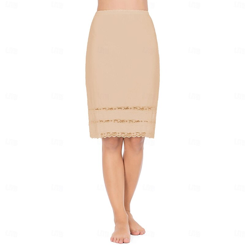 Half Slips for Women Underskirt Dress Extender Lace Trim Knee Length Midi Skirt 19-26" Length3