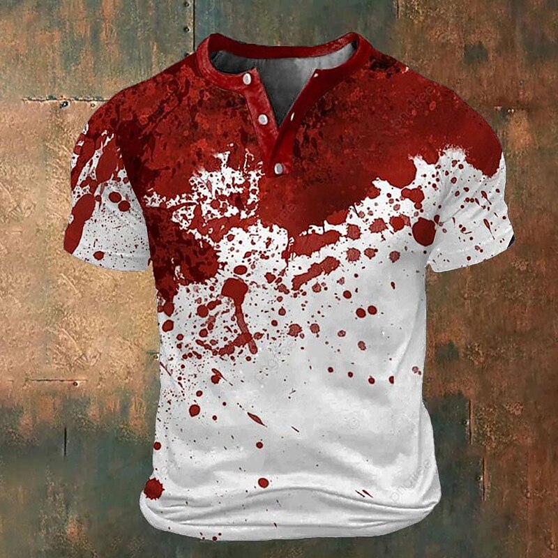 Graphic Blood stains Sports Fashion Exaggerated Men's T shirt Tee Street Sports Outdoor T shirt Red Blue Green Crew Neck Shirt Summer Spring Clothing Apparel S M L XL XXL XXXL