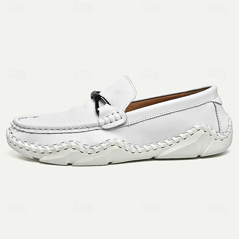 Men's Loafers & Slip-Ons Penny Loafers Leather Comfortable Slip Resistant Loafer Silver Black White4