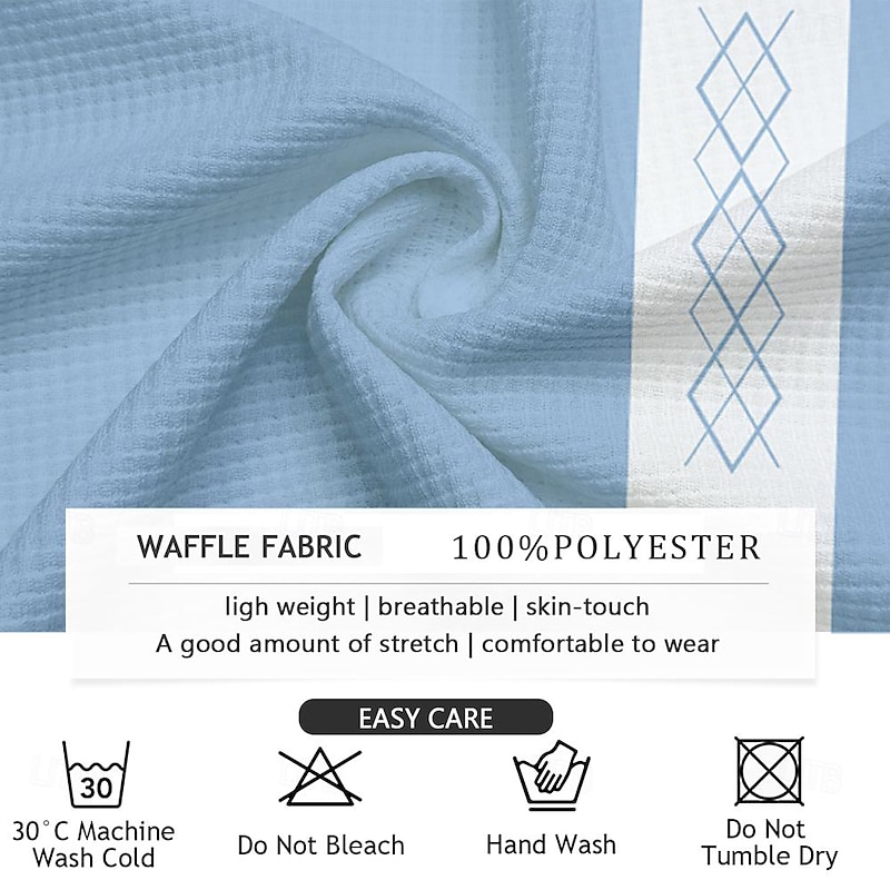 Men's Geometric Waffle Polo Shirts Golf Shirt Short Sleeve Polo Shirts Collared Shirts Casual Beach Wear Vacation Wear Party Outfits Buttons 3D Print Summer Spring Blue3