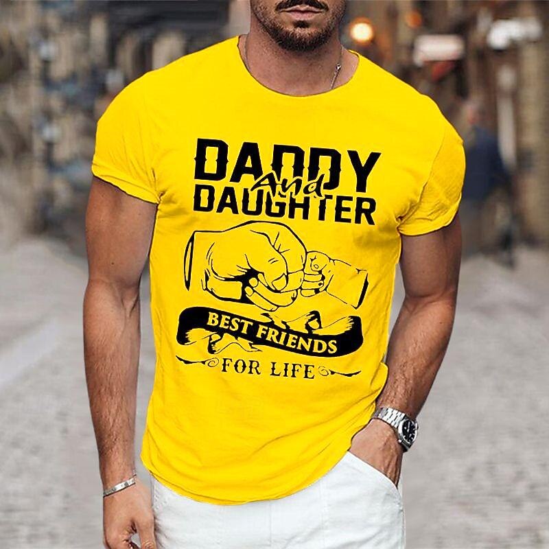 Men's Graphic Prints Daddy Family T Shirt Graphic Tee Cotton Short Sleeves Graphic Shirt Black White Yellow Comfortable Tee Vacation Street Fashion Designer Clothing2