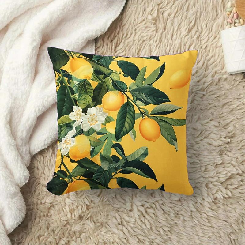 Tropical Fruits Decorative Toss Pillows Cover 4PC Soft Square Cushion Case Pillowcase for Bedroom Livingroom Sofa Couch Chair