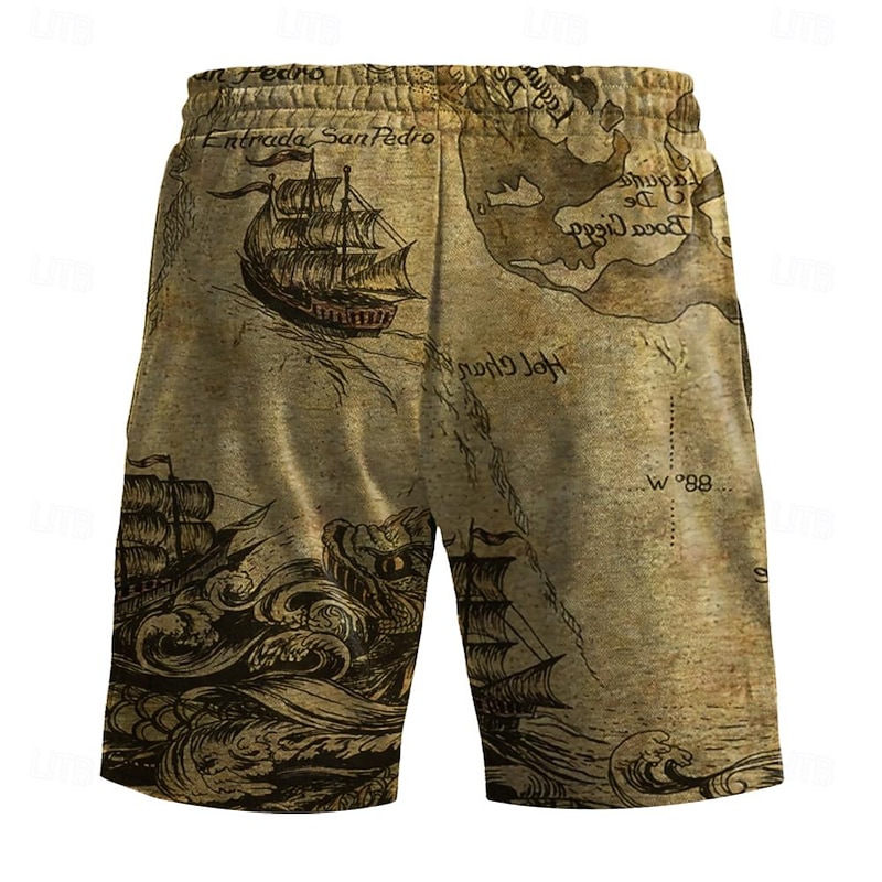 Men's Boat Shorts Summer Shorts Casual Shorts Mid Waist Vintage Fashion Streetwear Casual Daily Holiday Drawstring Pocket Elastic Waist Designer Clothing Apparel3