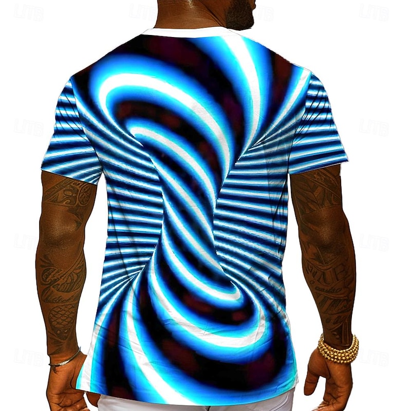 Men's Graphic Geometric Spiral Stripe Gradient Stripes T Shirt T shirt 3D Print Crew Neck Shirt Fashion Daily Designer Street Sports Outdoor White Summer Spring Clothing Apparel S M L XL XXL XXXL2