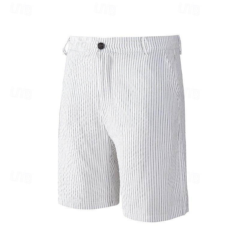 Men's Shorts Work Shorts Casual Shorts Golf Shorts Buttons Pocket Stripe Comfort Knee Length Sports Outdoor Daily Going out Fashion Casual Black White Micro-elastic