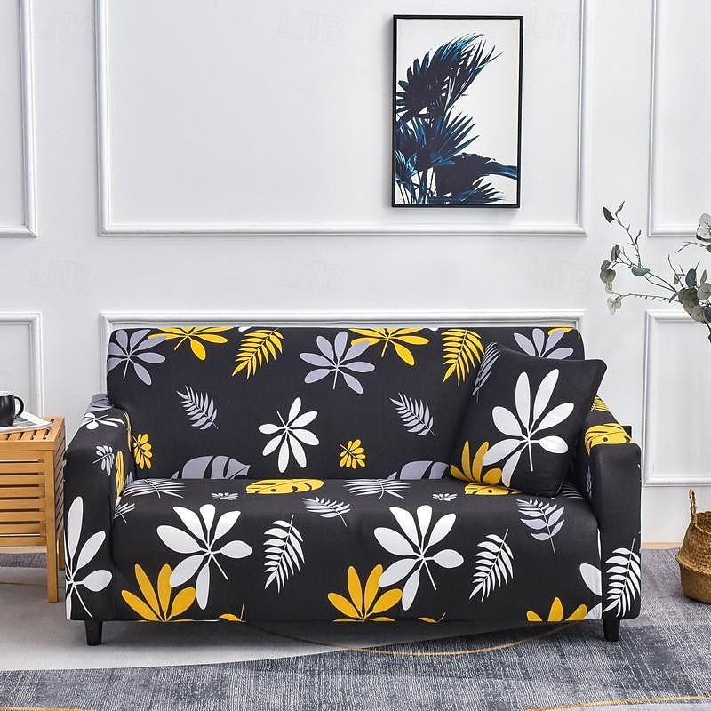Sofa Cover Elastic Sofa Slipcover Geometric Floral Series Printed Pattern Furniture Protector L-Shaped for Bedroom Office Living Room Home Decor 5