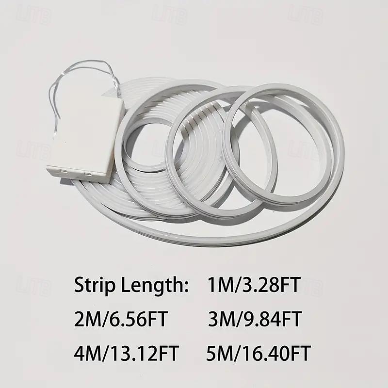 1pc Flexiable Neon Light Battery Operated LED Strip Light 120 LED Beads, LED Neon Lamp with AAA Battery Powered for Mirror, Bathroom, Kitchen, Wardrobe and Ceiling Decoration 1/2/3M3