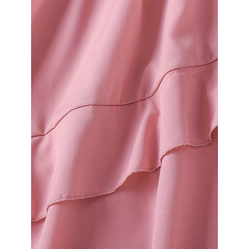 Girls Shirred Waist Ruffle Trim Cami Dress For Party Beach Vacation Kids Summer Clothes3