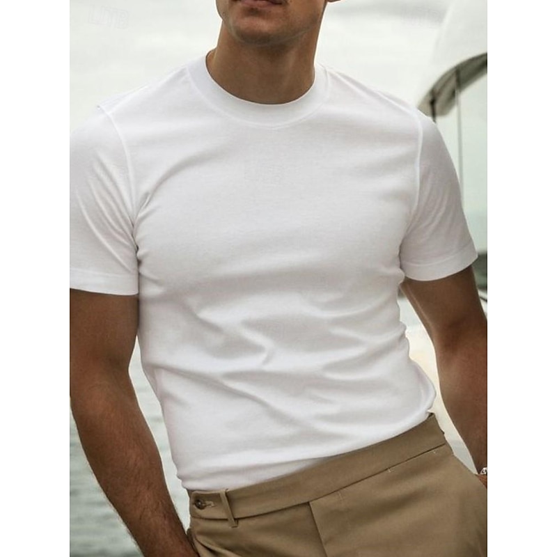 Men's T Shirt Tee Top Short Sleeves Crew Neck Summer Plain Fashion Designer Basic Classic Style Vacation Casual Daily Black White Navy Blue Top Tee for Men