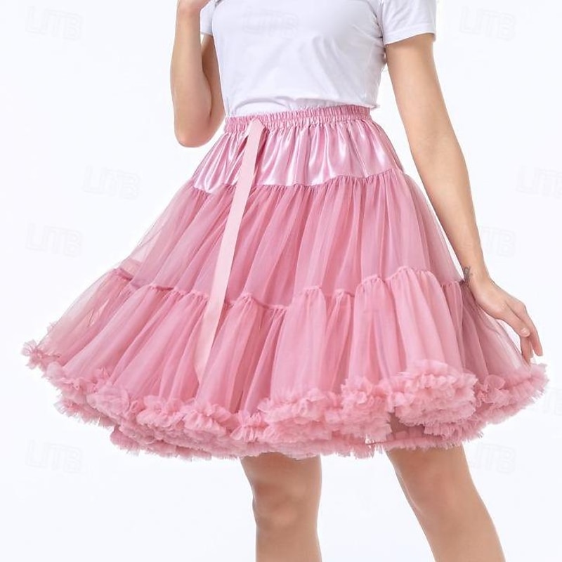 Retro Vintage 1950s Petticoat Hoop Skirt Tutu Under Skirt Tulle Skirt Princess Women's 15.7''/ 21.7'' Halloween Party / Evening Skirts3