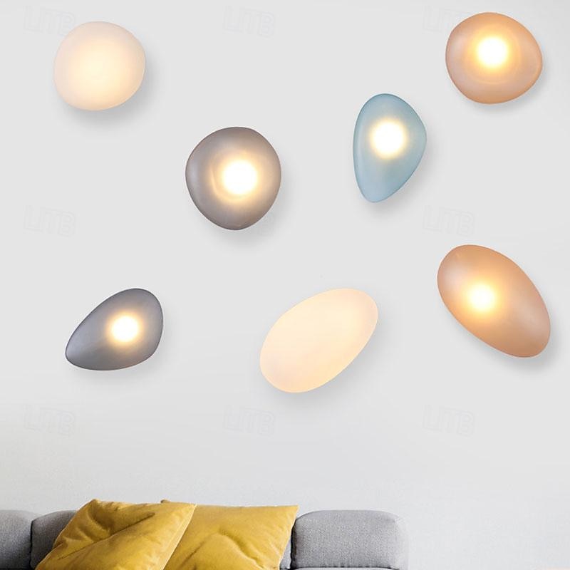 LED Wall Sconces 7W Nordic Wall Lamps Living Room Designer Lamp Modern Glass Pebble Wall Light Bedroom Decoration Lighting Stair Light 85-265V3