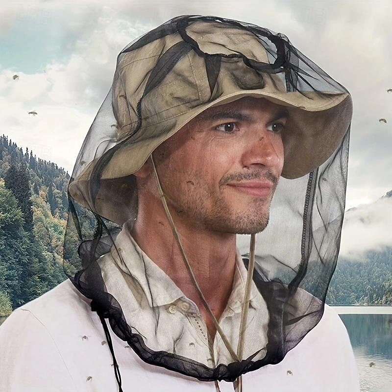 Bug Head Net Mesh Face Netting for Hats Insect Net Mask Cover from Gnats Extra Fine Fly Screen Holes Outdoor Protection for Men & Women
