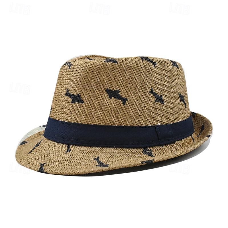 Men's Kentucky Derby Hat Sun Hat Party Hat White khaki Cotton Fashion Casual Street Daily Fish Sunscreen Breathable3