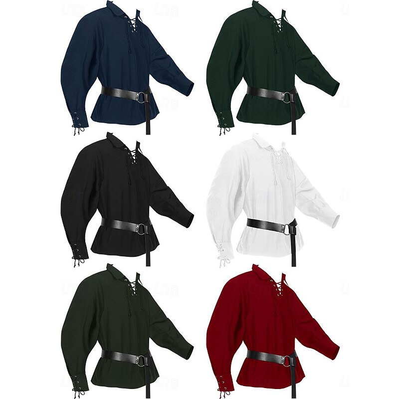 Medieval Renaissance 17th Century Blouse / Shirt Waist Belt Pirate Viking Fancy Dress Men's Celtic Pirate Halloween Carnival Masquerade Performance LARP Ren Faire Adults' Shirt Waist Belt3