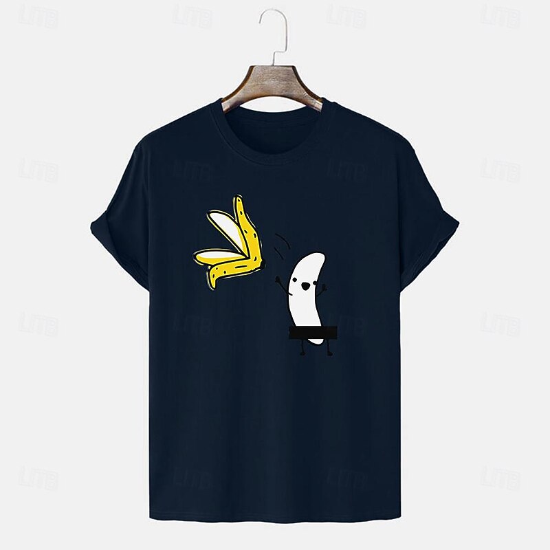 Men's Short Sleeve Funny T-Shirt - Humorous Naked Banana Censored Graphic Tee2