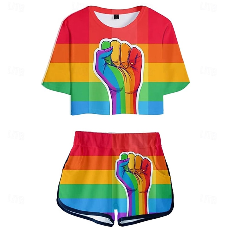 LGBT LGBTQ Rainbow Flag Outfits T-shirt Shorts Rainbow Graphic For Women's Adults' Carnival Masquerade 3D Print Pride Parade Pride Month4