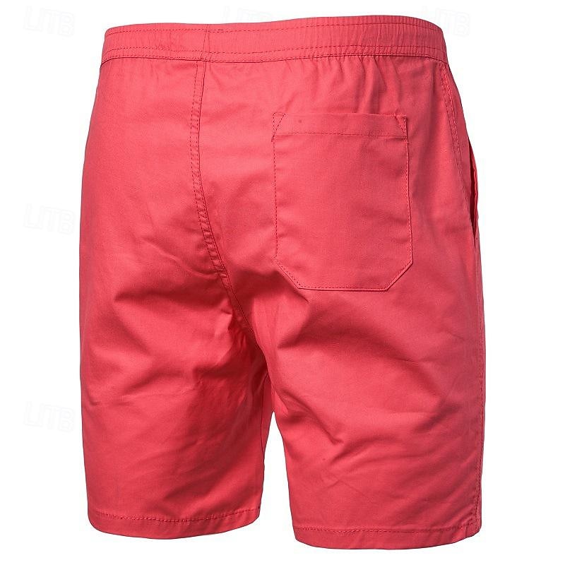 Men's Summer Shorts Casual Shorts Pocket Elastic Waist Plain Comfort Short Party Work Daily Fashion Classic Style ArmyGreen Grass Green Micro-elastic