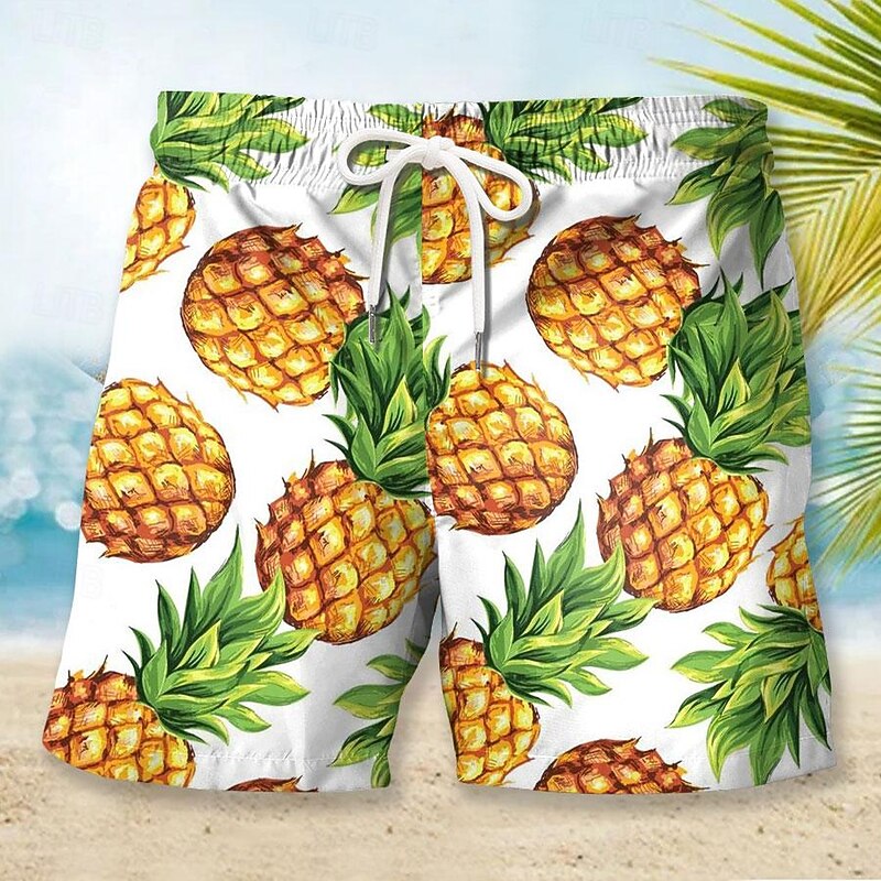Men's Fruit Pineapple Watermelon Swim Trunks Swim Shorts Board Shorts Mid Waist Fashion Streetwear Designer Casual Daily Holiday Pocket Drawstring Elastic Waist Designer Clothing Apparel4