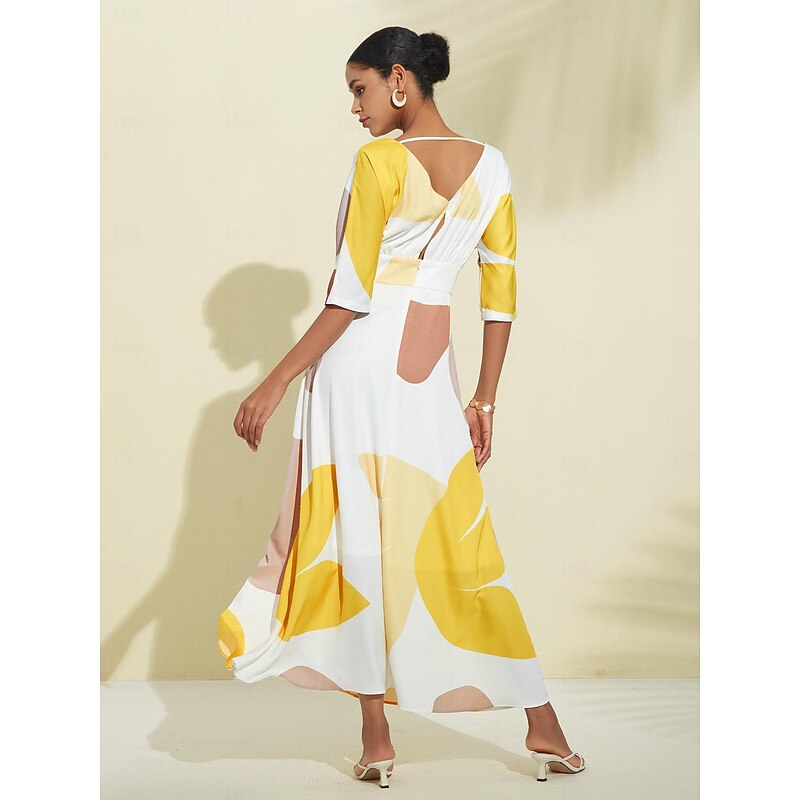 Satin Pocket Floral V Neck Maxi Dress2