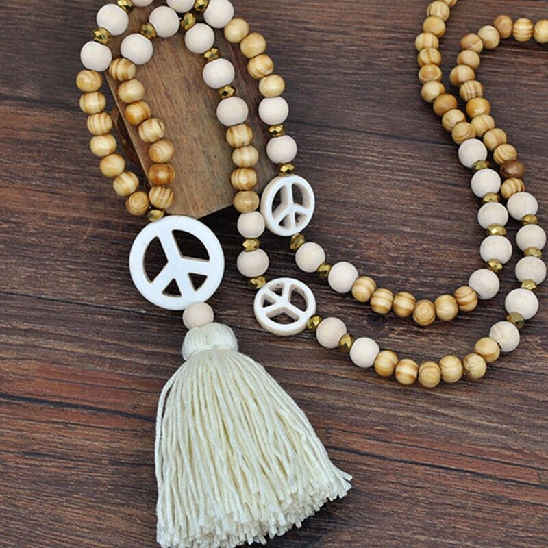 1PC Necklace For Women's Street Daily Wooden Crystal Stone Long