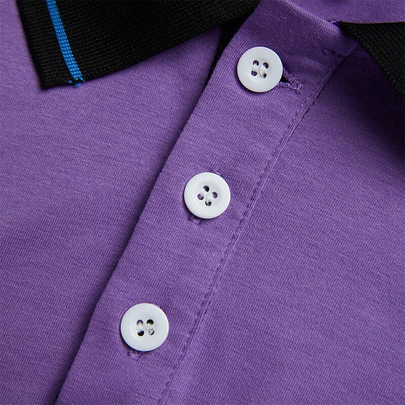 Men's Polo Shirts Golf Shirt Casual Holiday Ribbed Polo Collar Classic Short Sleeve Fashion Basic Color Block Patchwork Pocket Summer Regular Fit Purple Grey Polo Shirts3