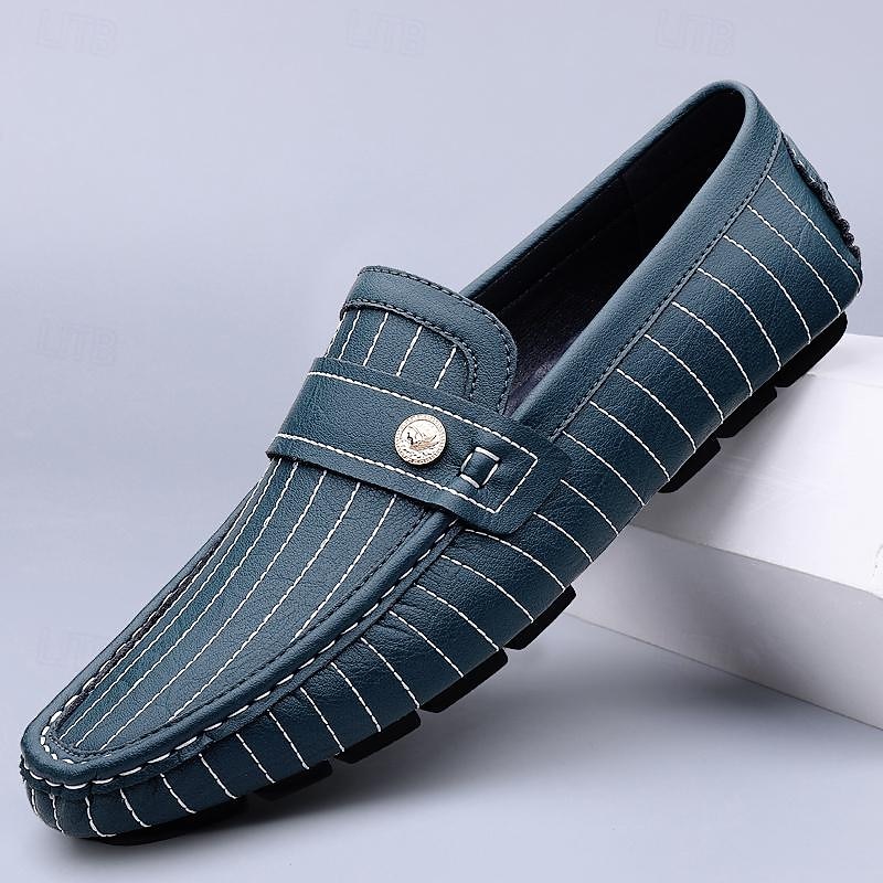 Men's Loafers & Slip-Ons Comfort Loafers Penny Loafers Leather Comfortable Slip Resistant Loafer Black White Blue