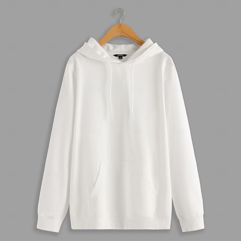 Men's Hoodie Black White Hooded Plain Sports & Outdoor Daily Holiday Cotton Streetwear Cool Casual Spring &  Fall Clothing Apparel Hoodies Sweatshirts  Long Sleeve4