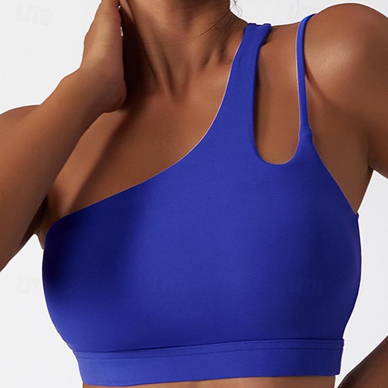 Women's Light Support Sports Bra Running Bra Open Back Bra Top Padded Fitness Leisure Sports Running Breathable Lightweight Soft Black Royal Blue Brown Solid Colored4