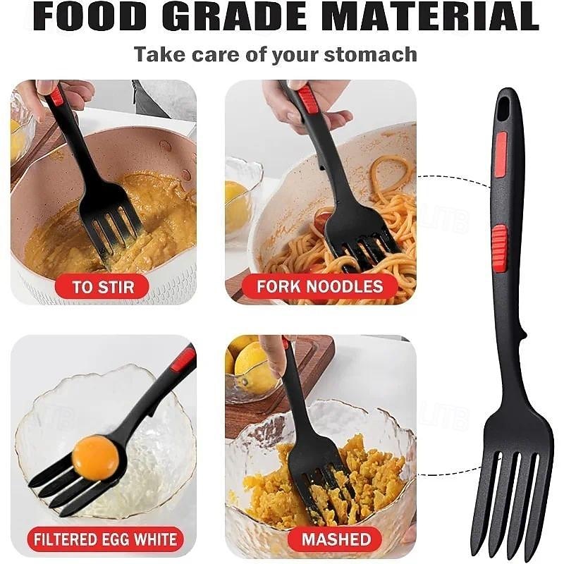 Silicone Flexible Forks Multifunctional Silicone Cooking Fork Heat-Resistant Cooking Tools Silicone Flexible Fork Noodle Fork3