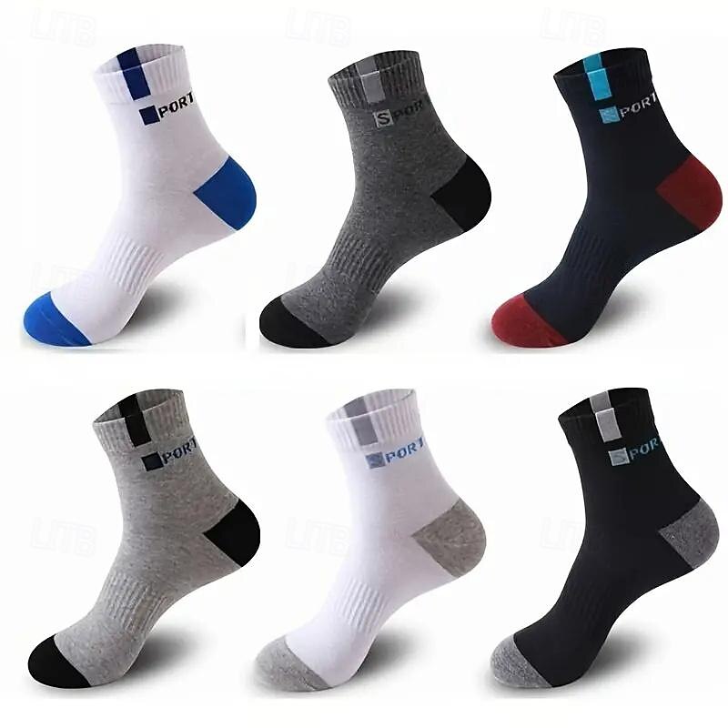 Men's 5 Pairs Multi Packs Socks Running Socks Casual Socks Rainbow Color Color Block Letter Sports & Outdoor Daily Vacation Basic Medium Spring Fall Fashion Casual4