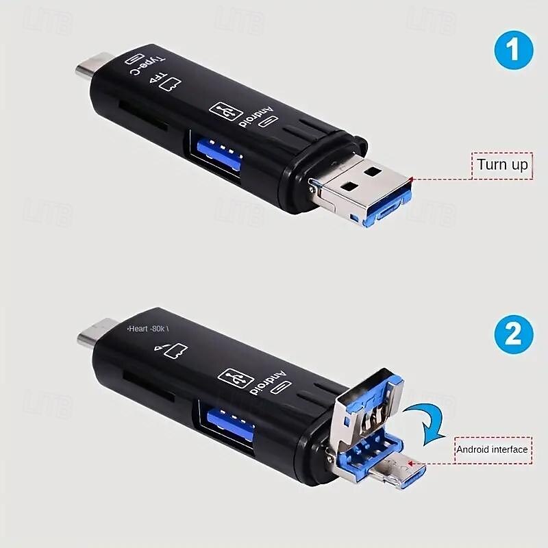 5-in-1 Card Reader OTG Android Multi-function TF Card Reader USB Multi-in-one4