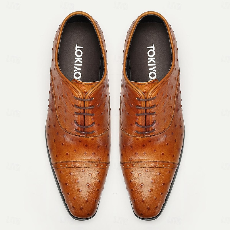 Men's Dress Shoes Dress Shoes Leather Italian Full-Grain Cowhide Comfortable Slip Resistant Lace-up Black Brown4