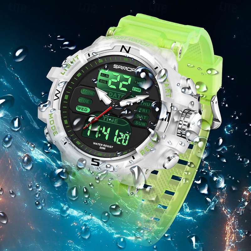 SANDA Men Digital Watch Outdoor Sports Fashion Wristwatch Luminous Stopwatch Alarm Clock Countdown TPU Watch2