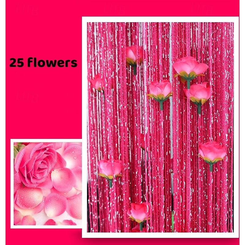 Rose Thread Door Curtain, 39x79 Inch Rose Thread Door Curtain, Privacy Door Frame Tassel Rose Thread Door Curtain For Home Decor Door Windows Valentine's Day4