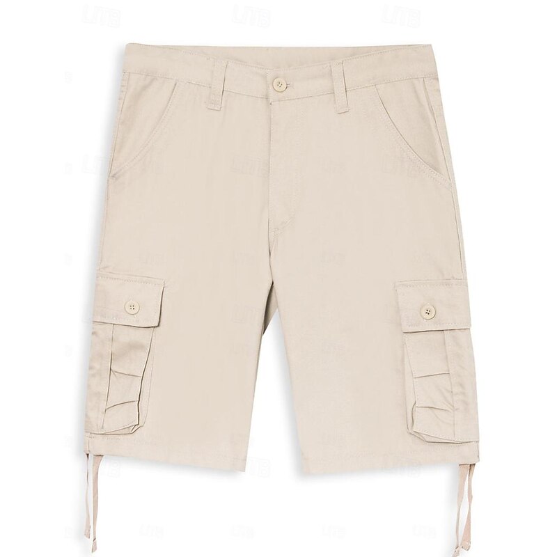 Men's Cargo Shorts Shorts Bermuda shorts Multi Pocket Straight Leg Solid Colored Wearable Outdoor Knee Length Outdoor Casual Beach Classic Black Khaki High Waist Inelastic4