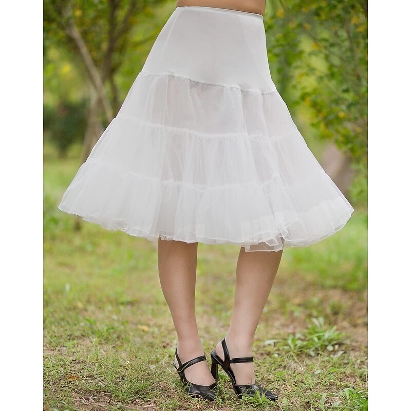 Petticoat Princess Lolita 1950s Knee Length Petticoat Hoop Skirt Tutu Under Skirt Solid Colored Fancy Dress Women's Bachelorette Party Petticoat
