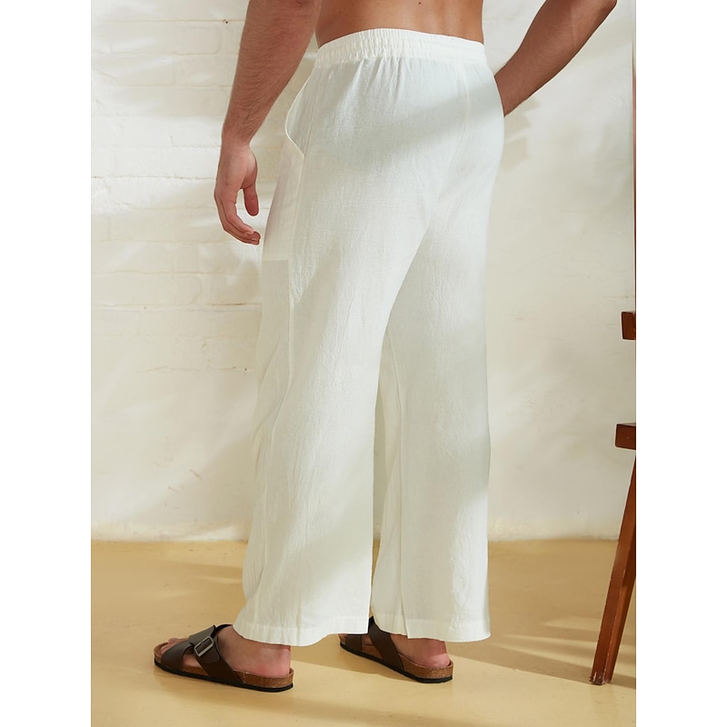 Men's Coconut Tree Graphic Prints Trousers Summer Pants Beach Pants Mid Waist Streetwear Hawaiian Designer Casual Daily Holiday Drawstring Elastic Waist 3D Print Spring & Summer Hot Stamping White2