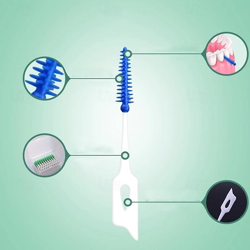 100pcs Interdental Silicone Brushes Dental Toothpicks Brush Between Teeth Silicone Toothpicks With Thread Oral Cleaning Tool4