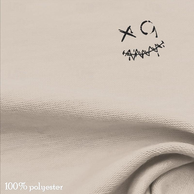 Men's Tribal Grimace T Shirt T shirt 3D Print Crew Neck Shirt Vacation Daily Ethnic Sports Outdoor Casual Daily White Khaki Summer Spring Clothing Apparel S M L XL XXL XXXL3