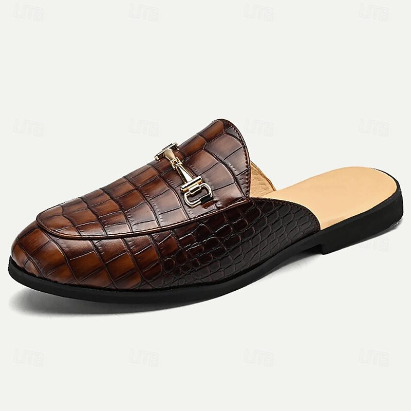 Men's Clogs & Mules PU Leather Comfortable Slip Resistant Loafer Black Brown2