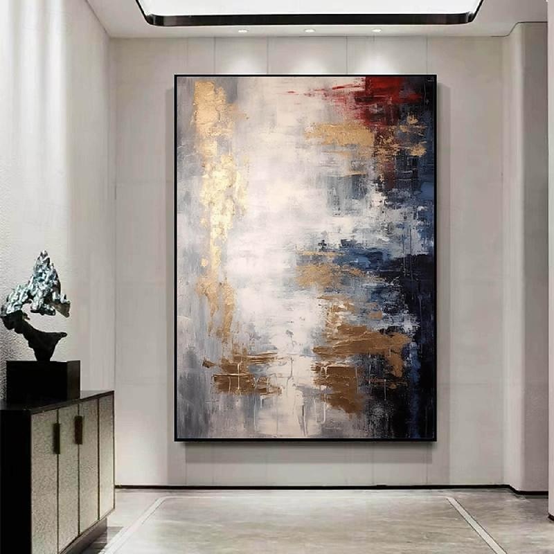 Gray Gold Textured Paintinghandmade  Abstract Painting Hand-painted gold foil Acrylic Paintings Minimalist artwork Wall Art painting  for Living Room bedroom artwork2