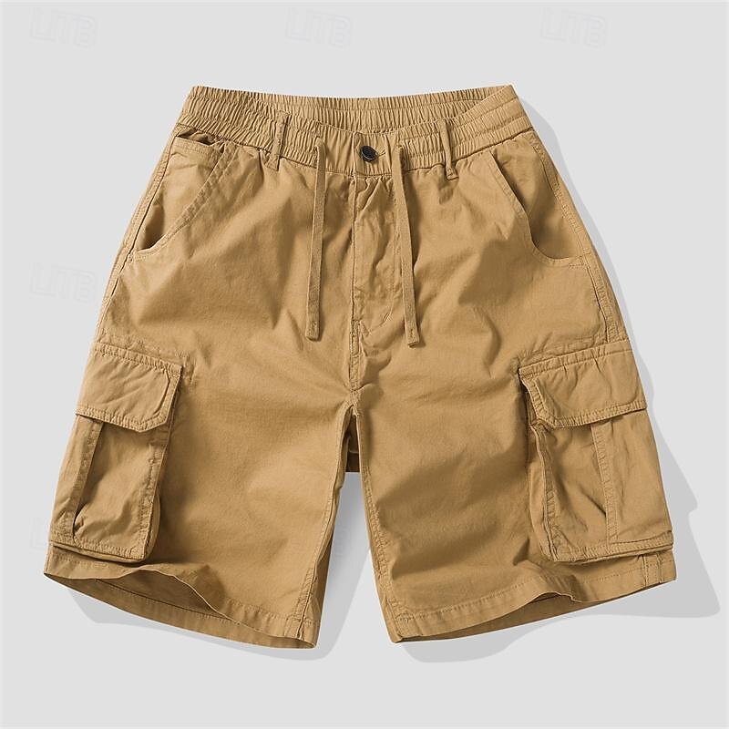 Men's Tactical Shorts Cargo Shorts Shorts Buttons Elastic Waist Multi Pocket Plain Wearable Short Outdoor Daily Camping & Hiking Fashion Classic ArmyGreen Black