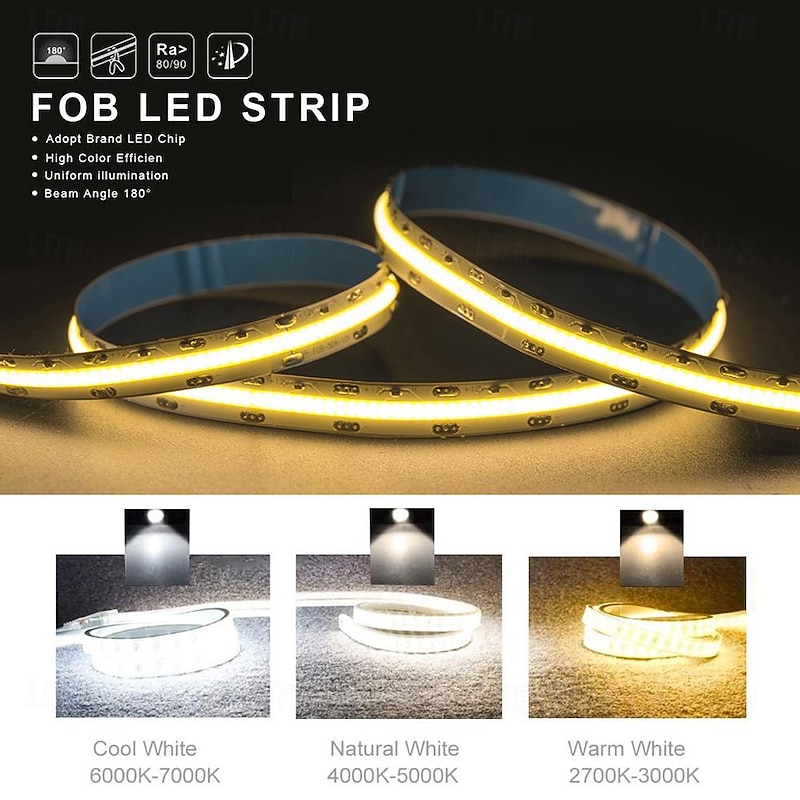 COB LED Vanity Mirror Light Kit, 1-4M/3.2-13ft 420LED/m Adjustable Strip Light, Dimmer & Power Supply COB Strip Lights for Mirror, Closet, Kitchen, Cabinet Lighting3