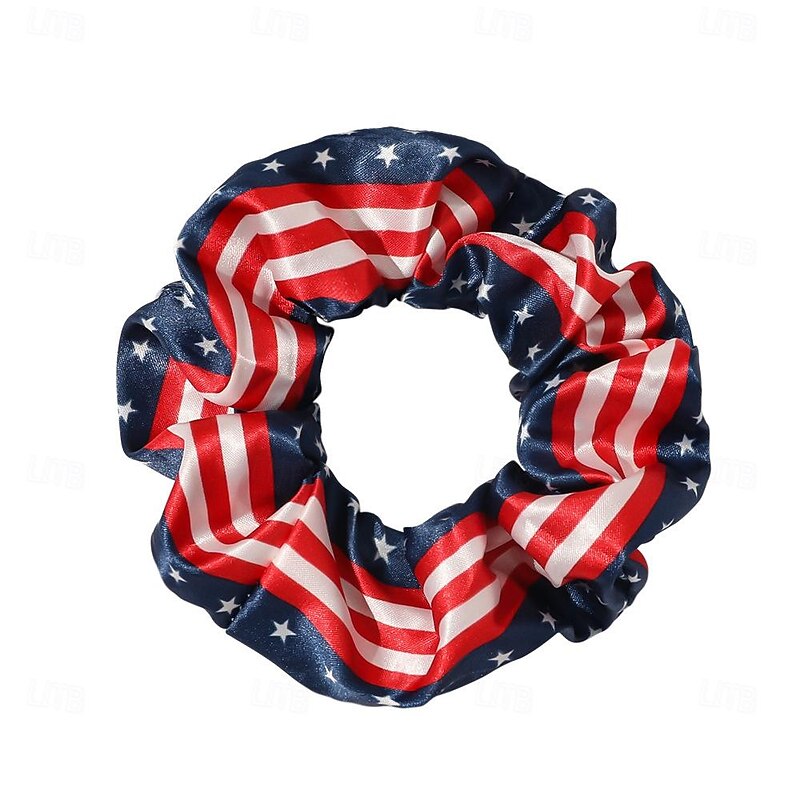 7pcs Patriotic Hair Accessories Set - Vibrant American Flag Scrunchies & Headband - Durable Satin for Independence Day Celebrations - Stylish & Gentle on Hair4