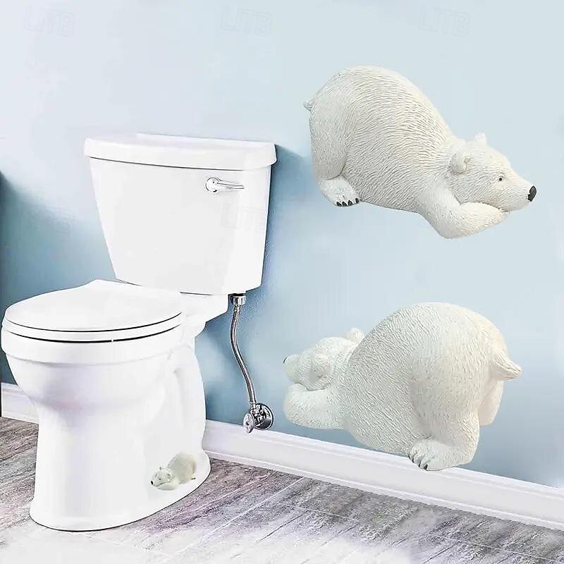 White Bear Toilet Bolt Caps Decorative & Durable Resin Cute  Bolts Covers Set3